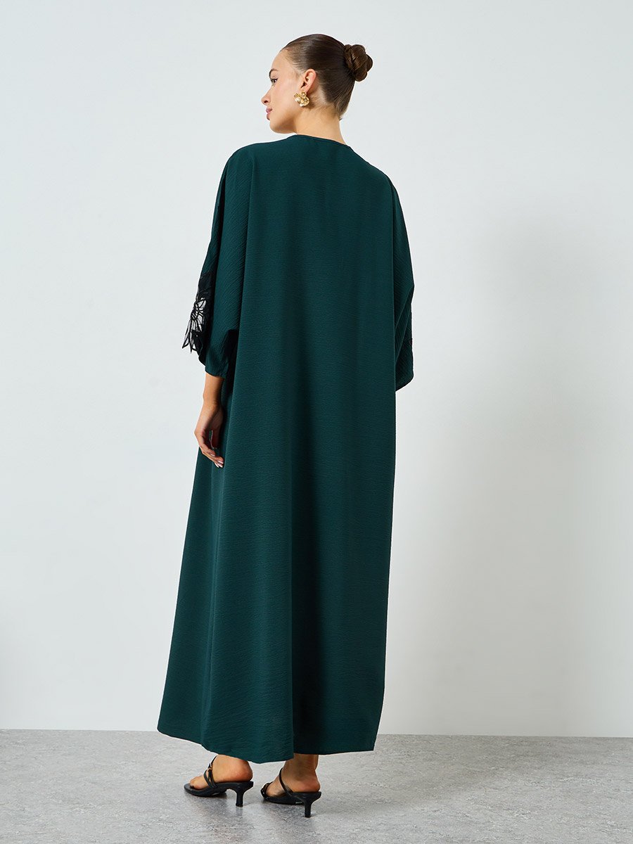Dark Green Floral Patchwork A-Line Jalabiya