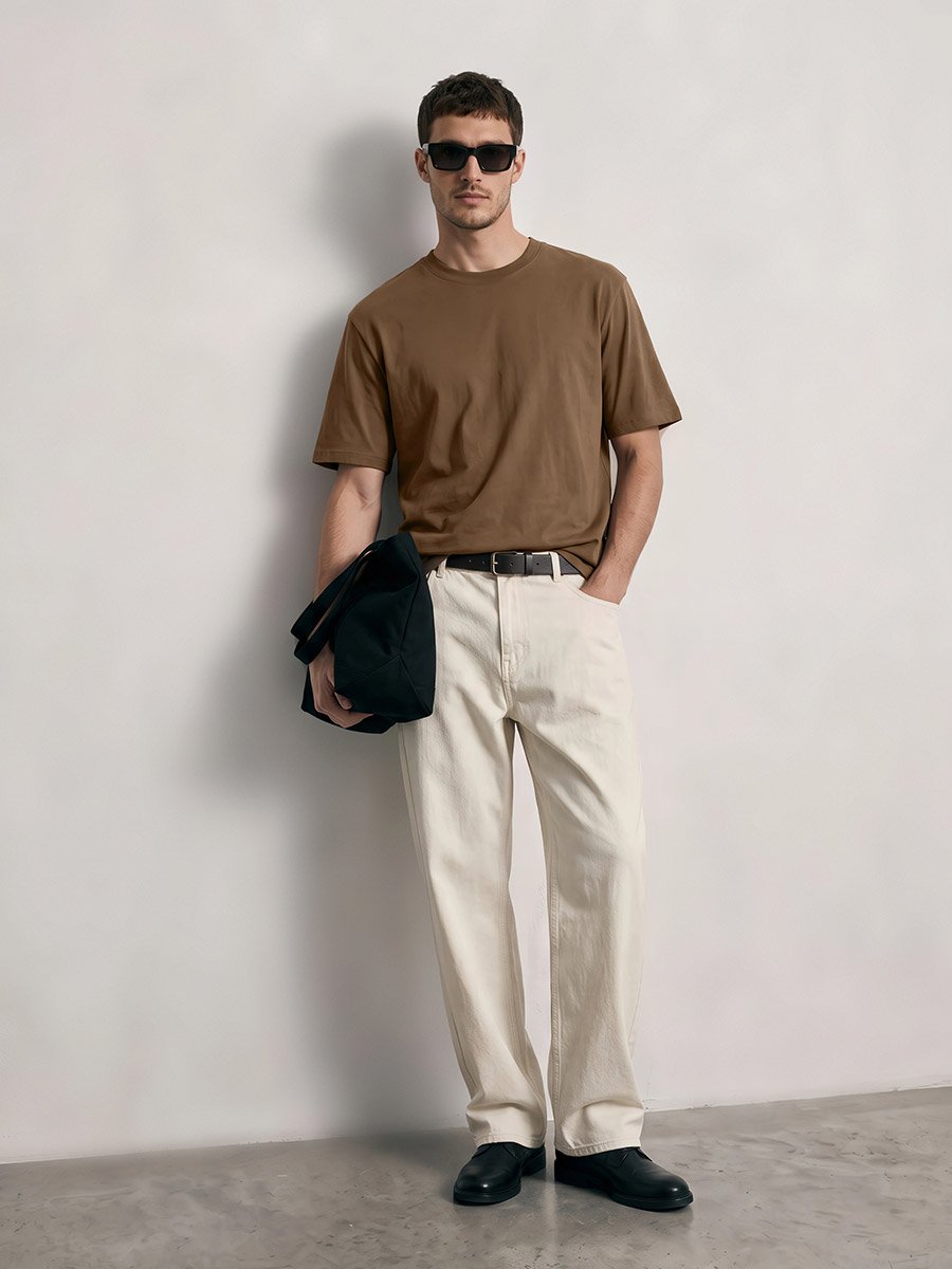 Men Brown Crew Neck Regular Fit T-Shirt