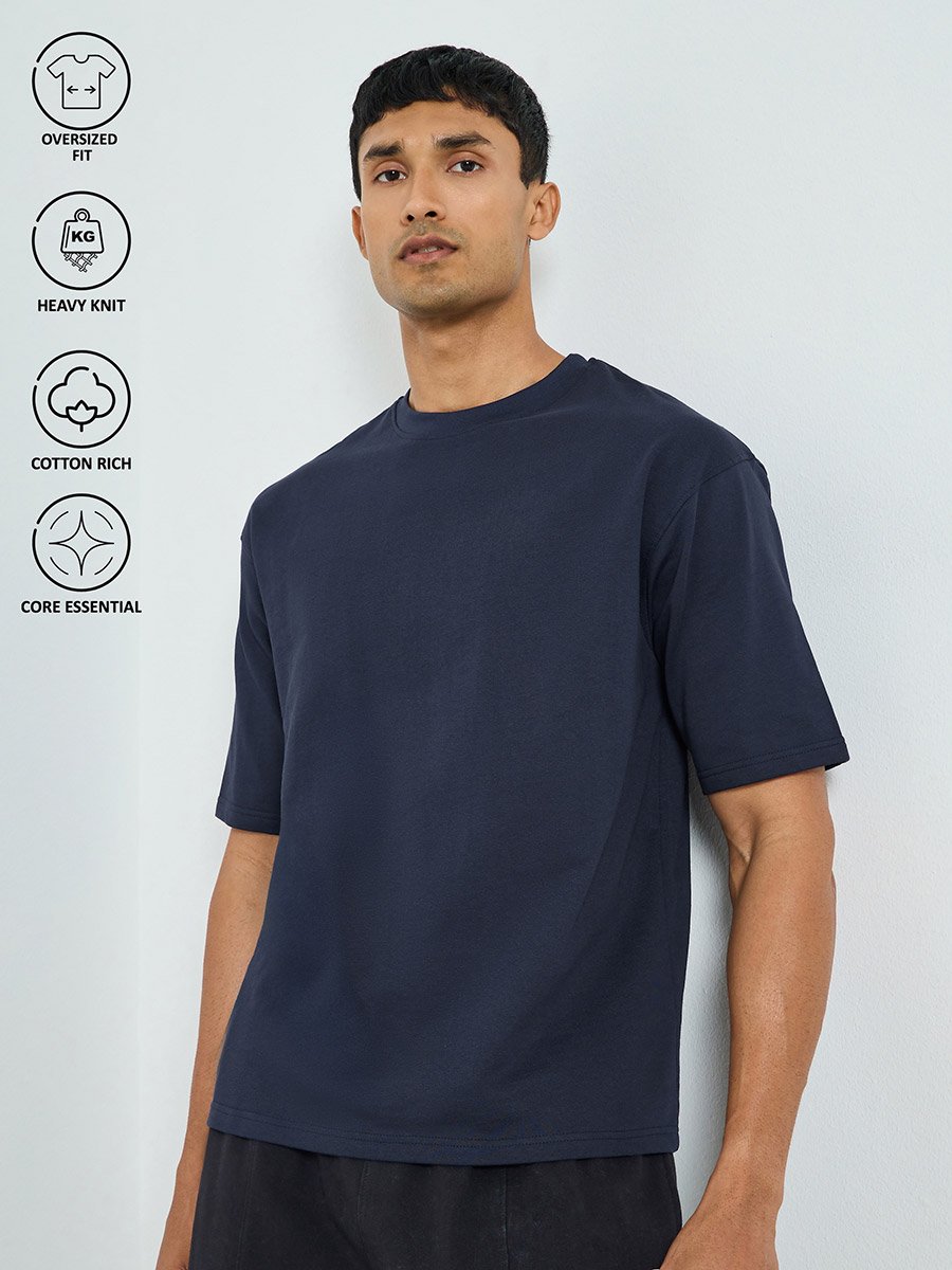 Men Oversized Crew Neck Terry T-Shirt