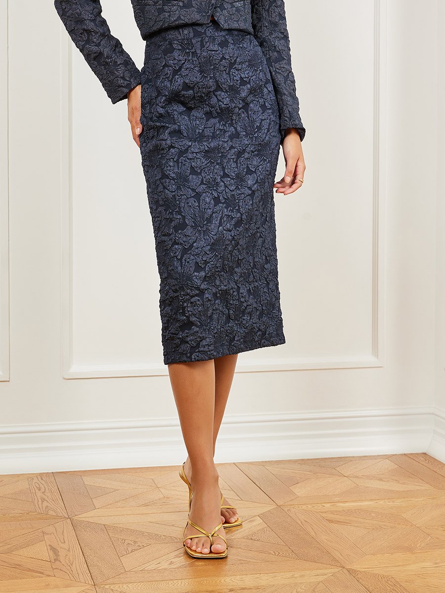 Black Jacquard Midi Skirt