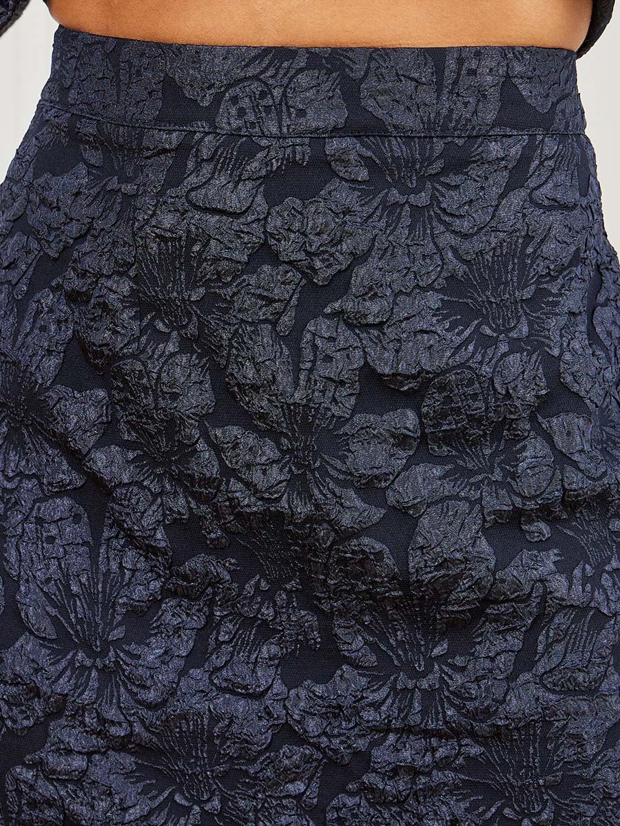 Black Jacquard Midi Skirt