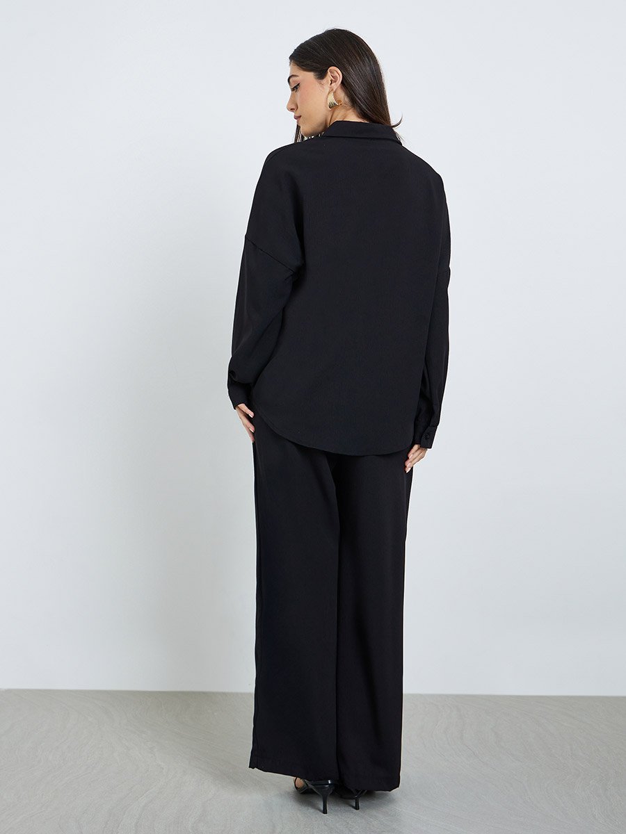 Women Oversized Shirt and Wide Leg Modest Set