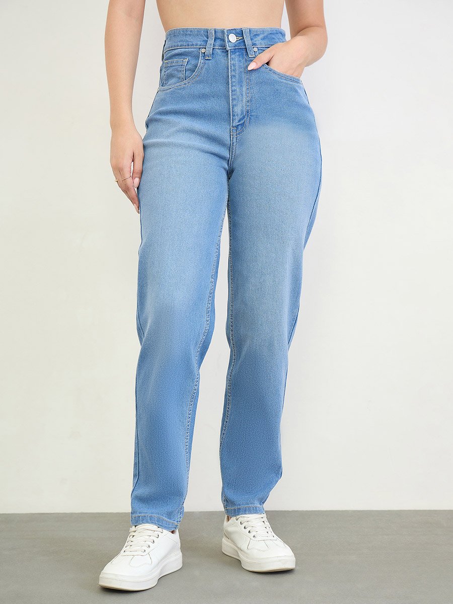 Blue Mom Fit High Rise Jeans