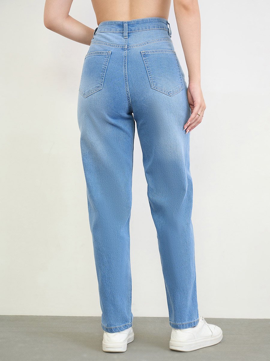 Blue Mom Fit High Rise Jeans
