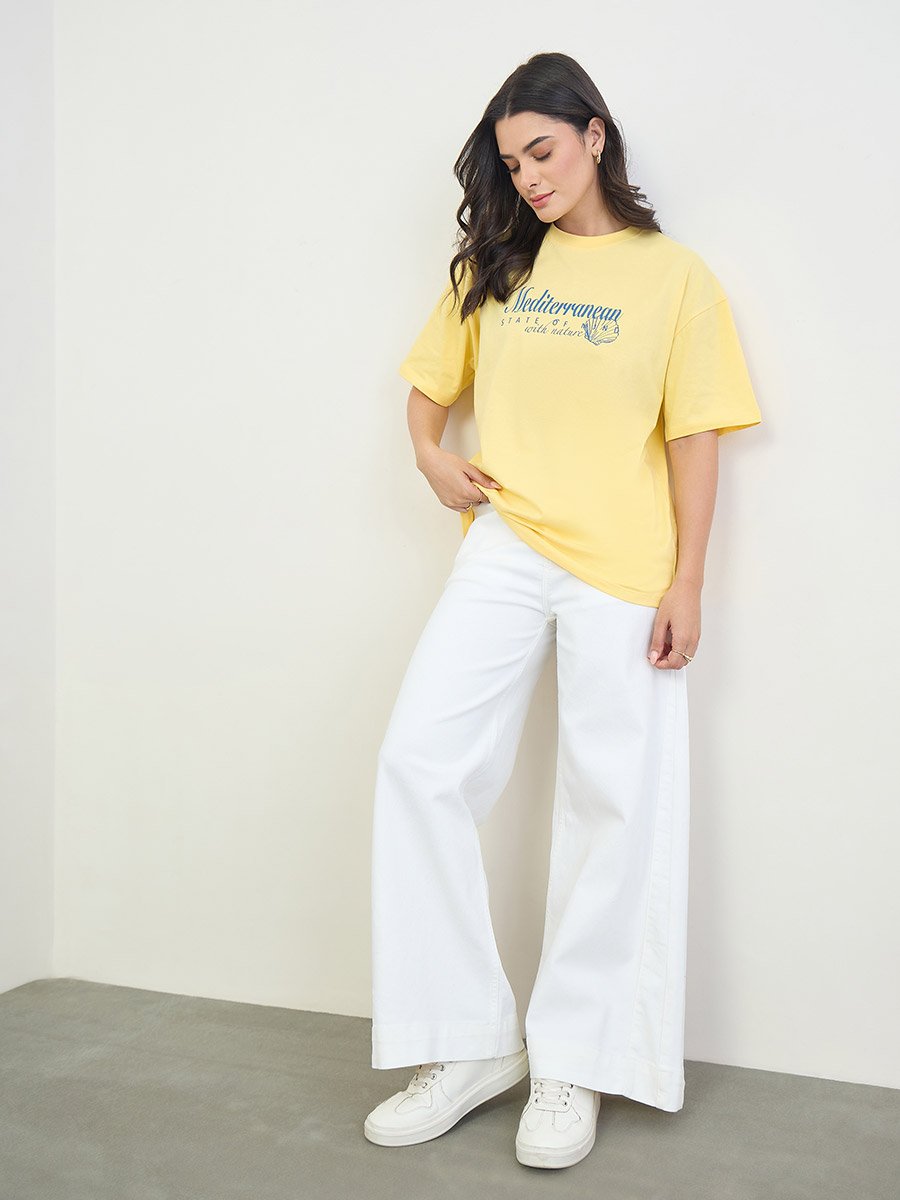 White Wide Leg High Rise Jeans