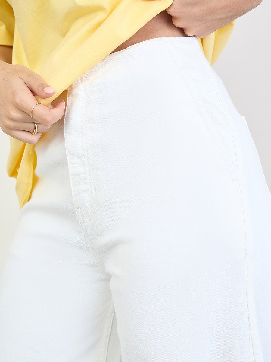 White Wide Leg High Rise Jeans