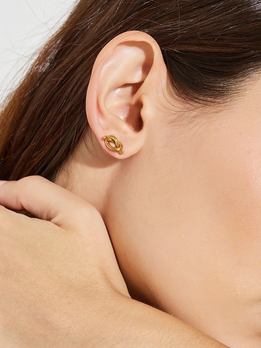 Gold Knot Stud Earrings