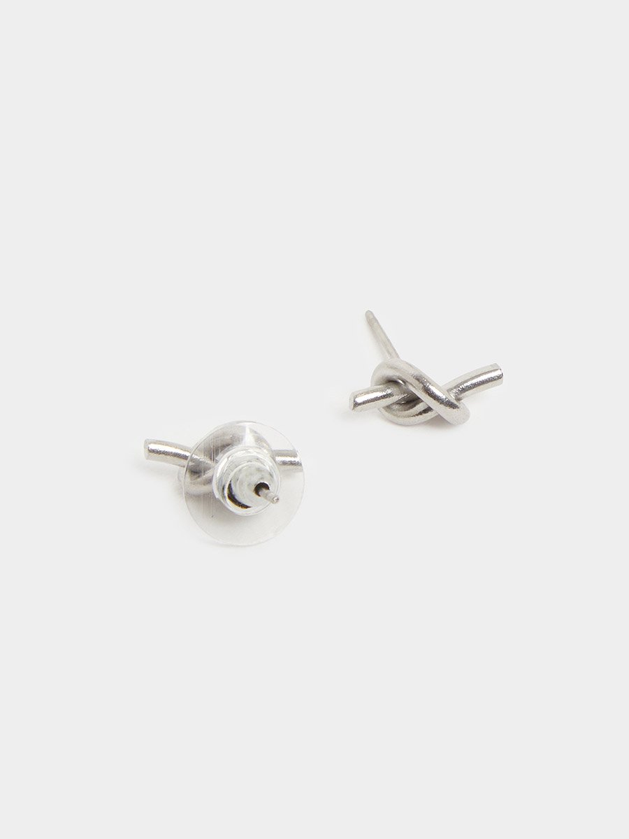 Silver Knot Stud Earrings