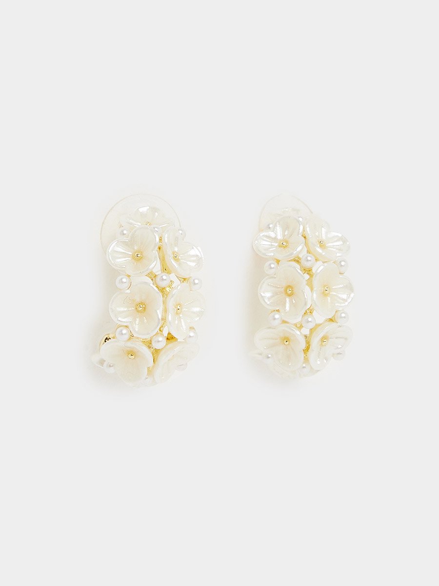 Floral Pearl Hoop Earrings