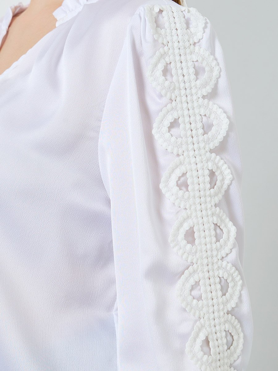 Women White Lace Sleeve Blouse