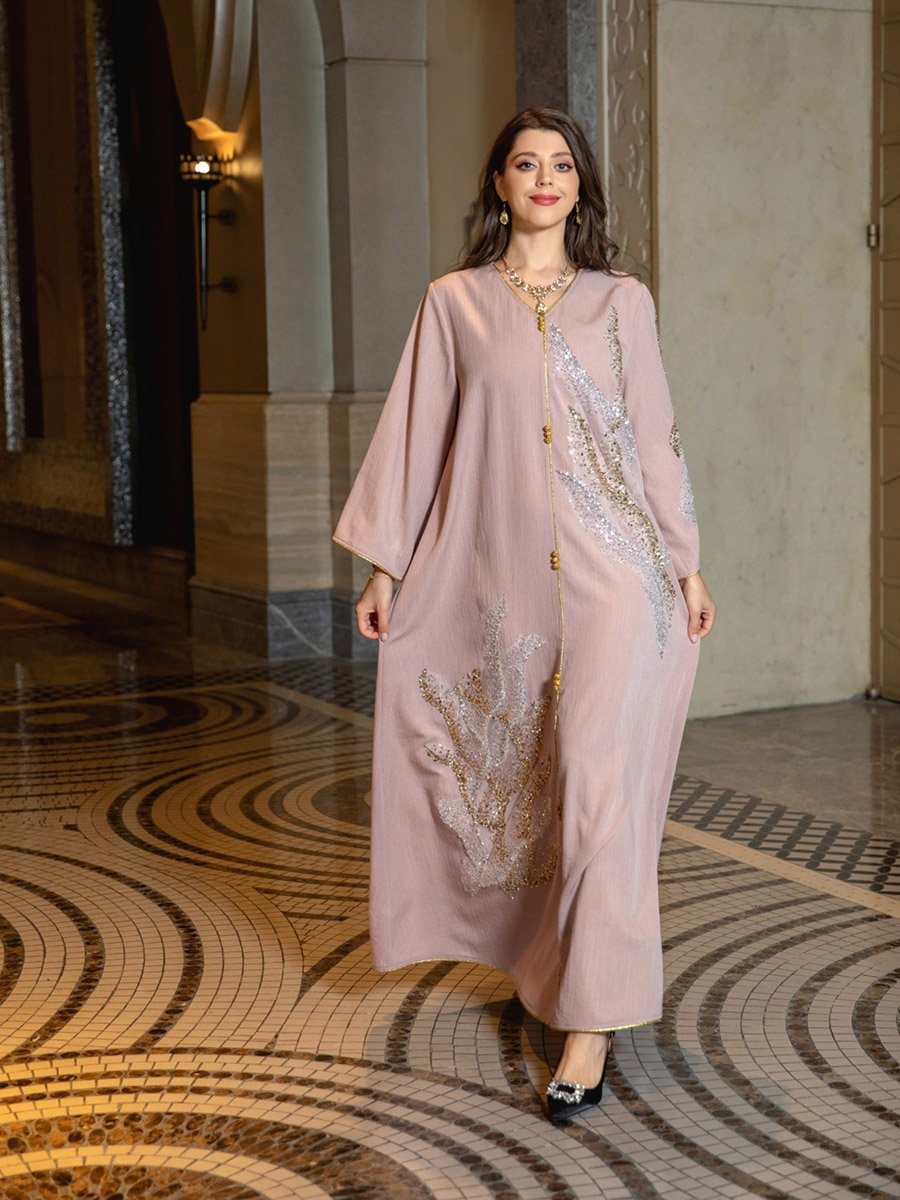 Women Pink Embellished A-Line Jalabiya