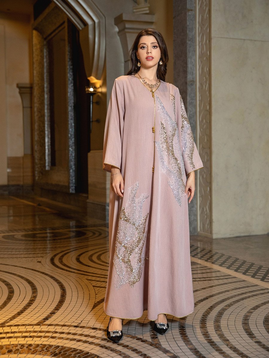 Women Pink Embellished A-Line Jalabiya