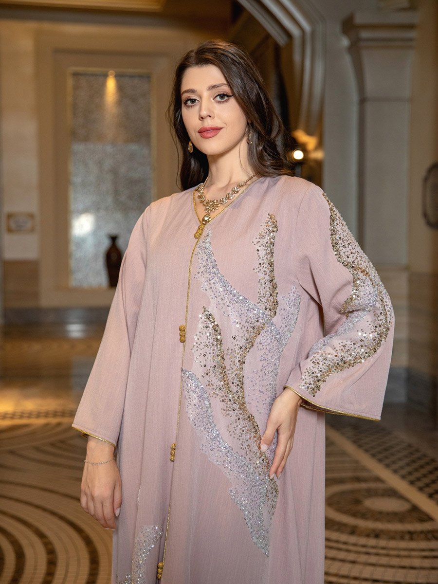 Women Pink Embellished A-Line Jalabiya