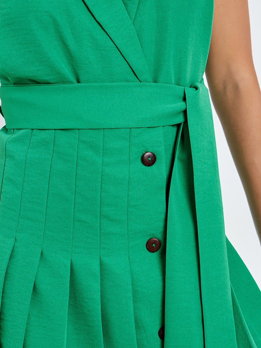 Green Blazer Midi Dress with Tie Up Belt