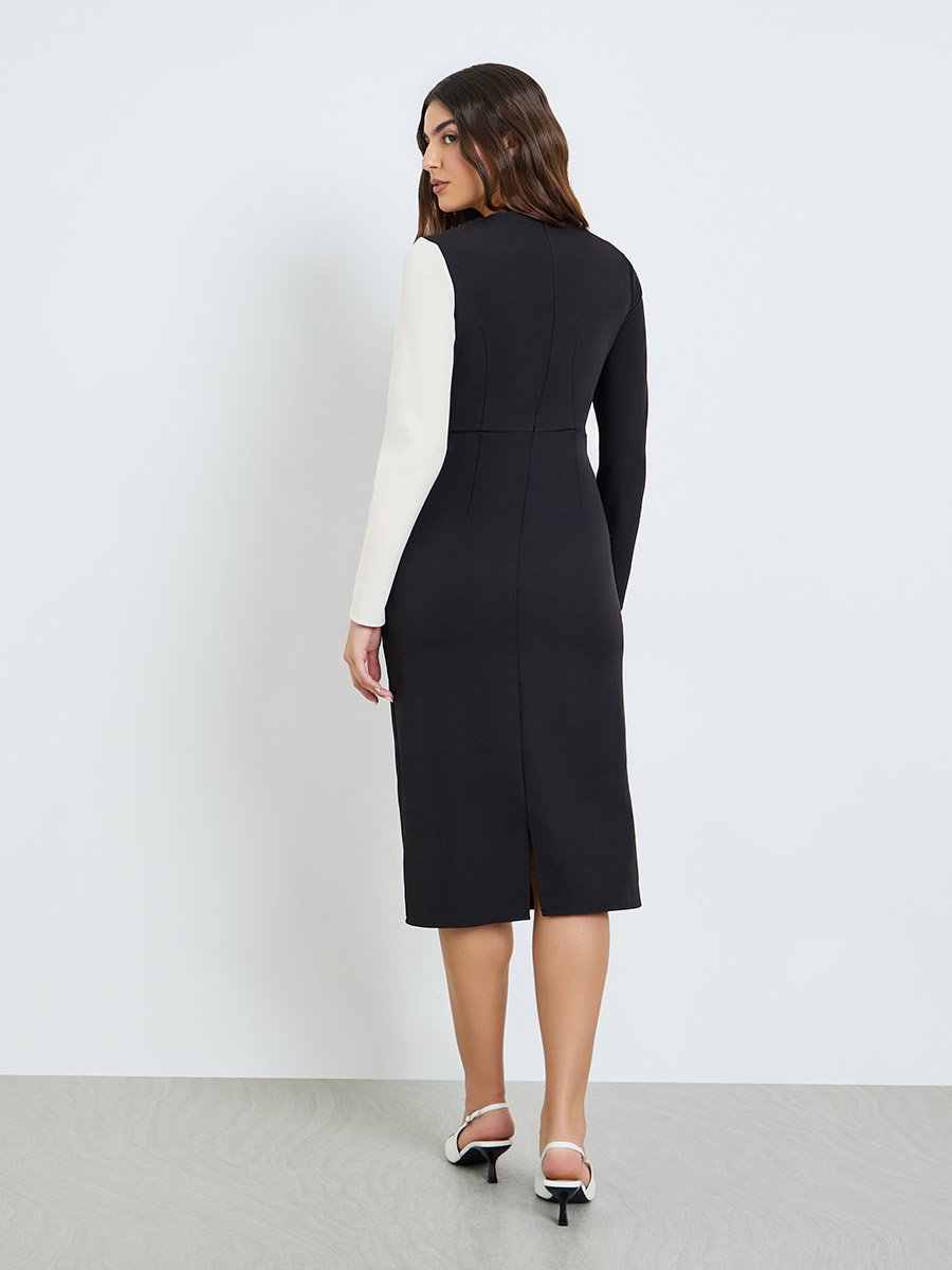 Color Block Sheath Midi Dress