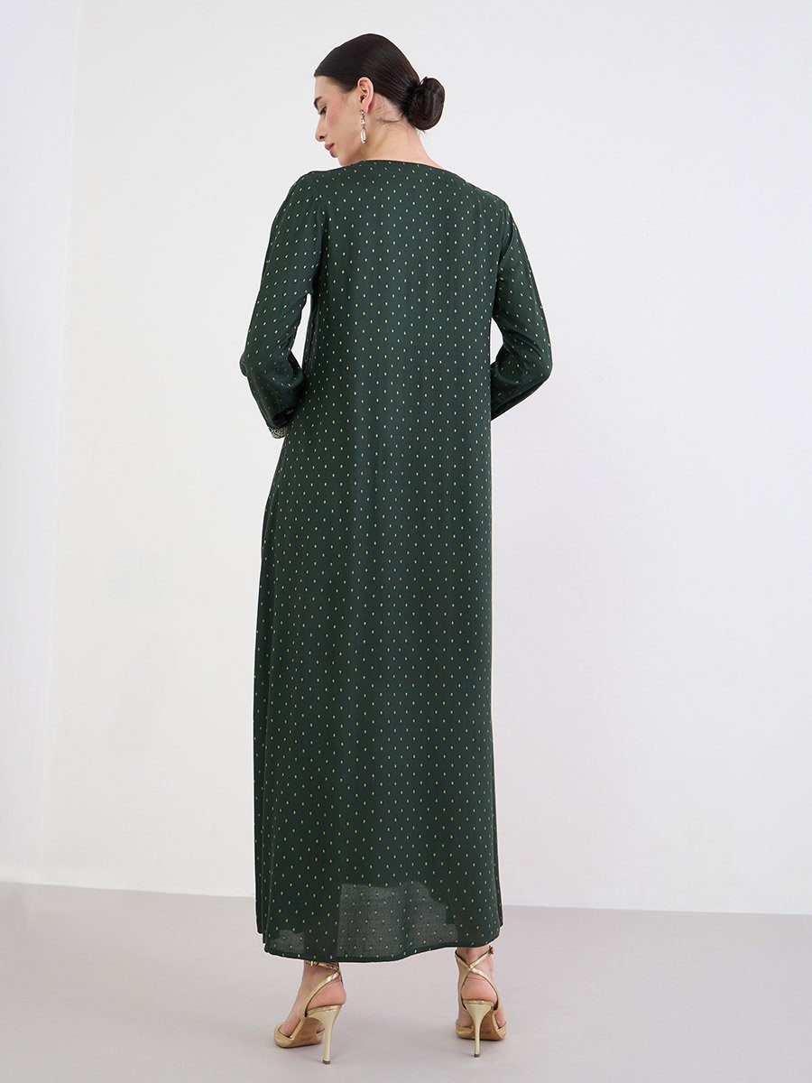 Green Embroidered A-Line Jalabiya
