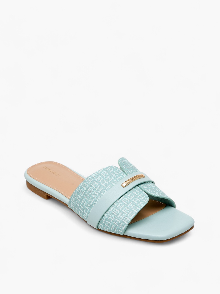 Women Monogram Print Slide Sandals