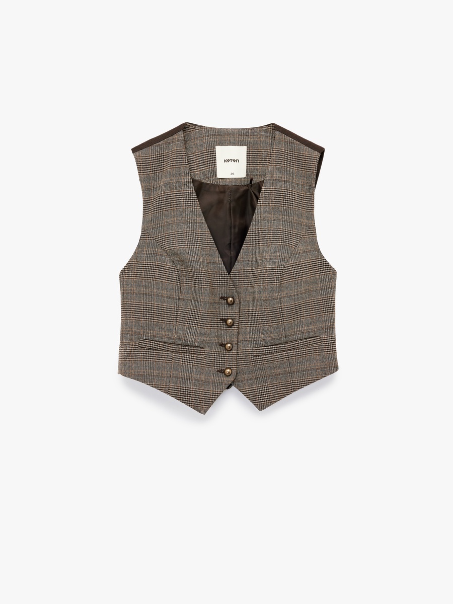 Plaid Blazer Vest