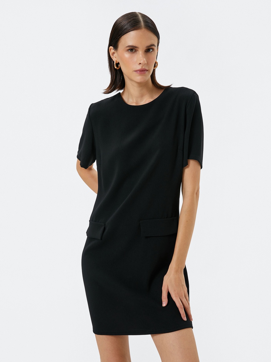 Flap Detail Short Sleeve Mini T-Shirt Dress