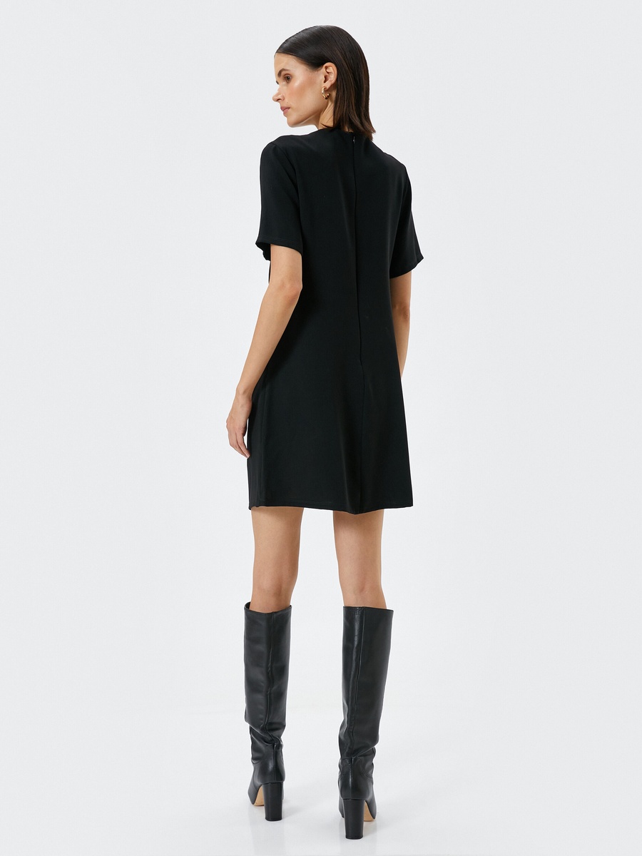 Flap Detail Short Sleeve Mini T-Shirt Dress