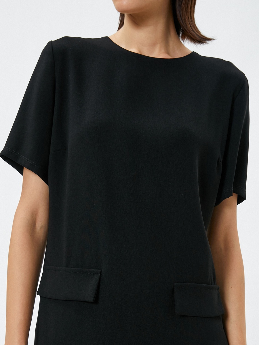 Flap Detail Short Sleeve Mini T-Shirt Dress