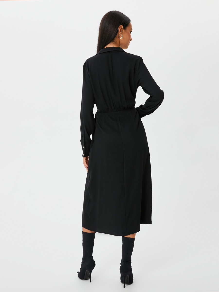 Embroidered Long Sleeve Midi A-Line Dress