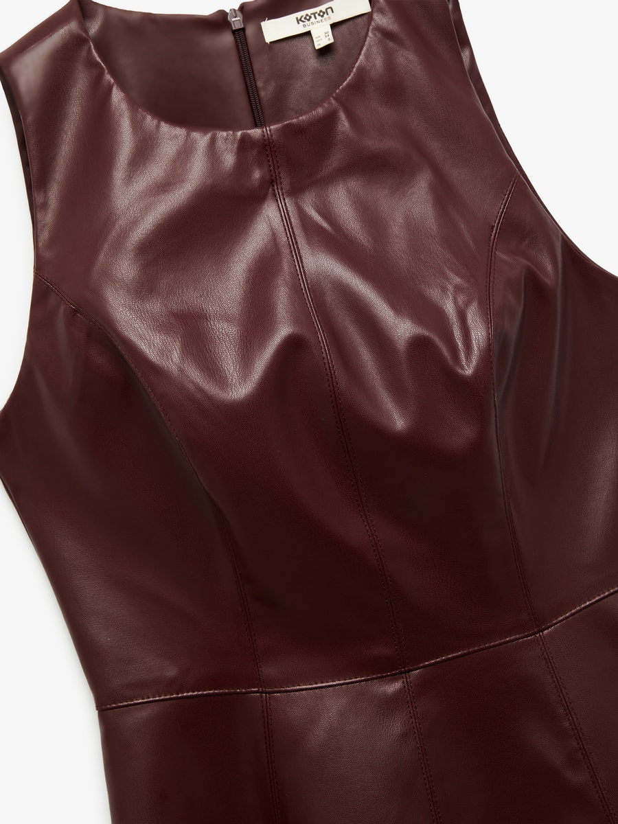 Faux Leather Sleeveless Mini Dress