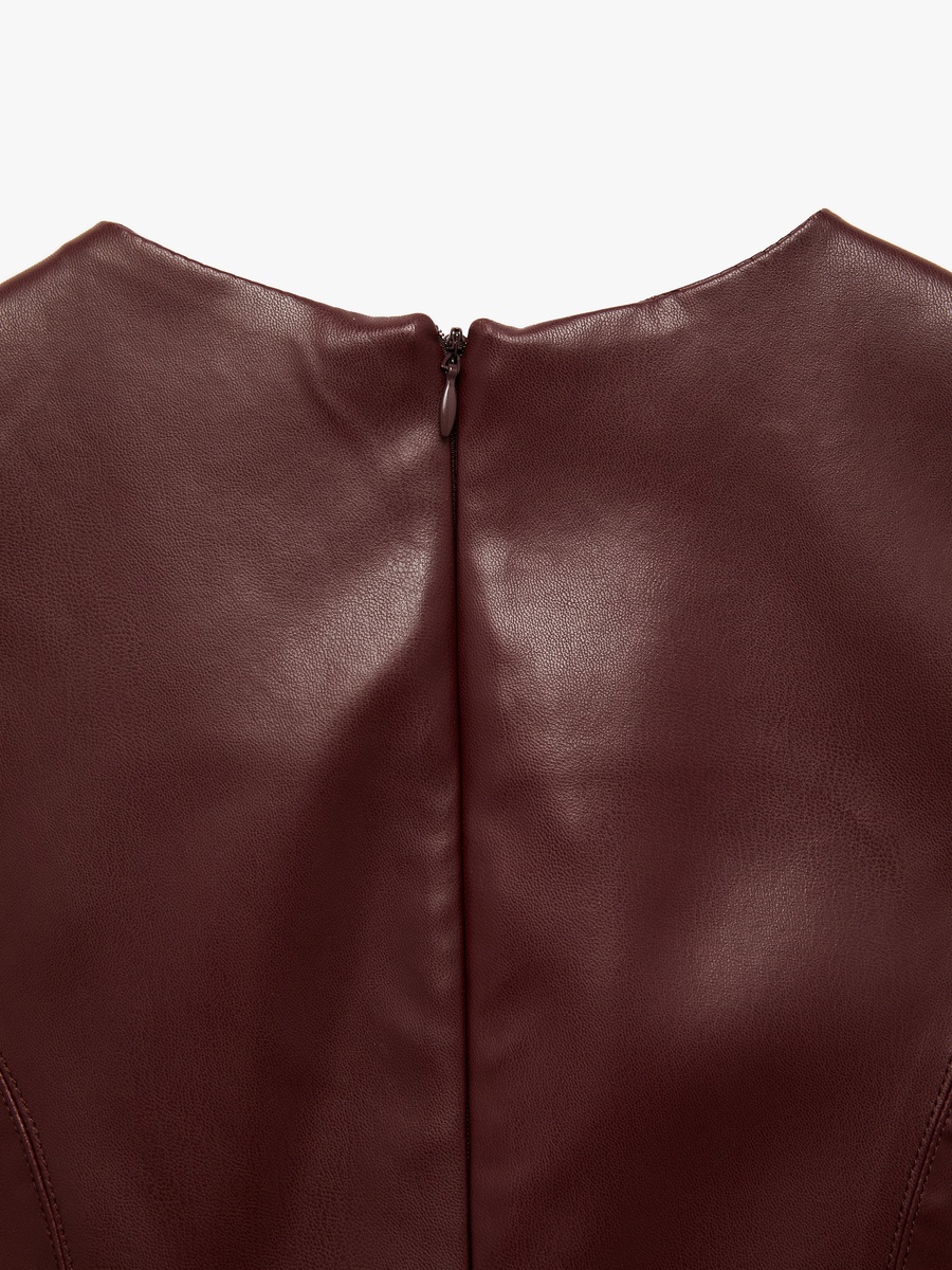 Faux Leather Sleeveless Mini Dress
