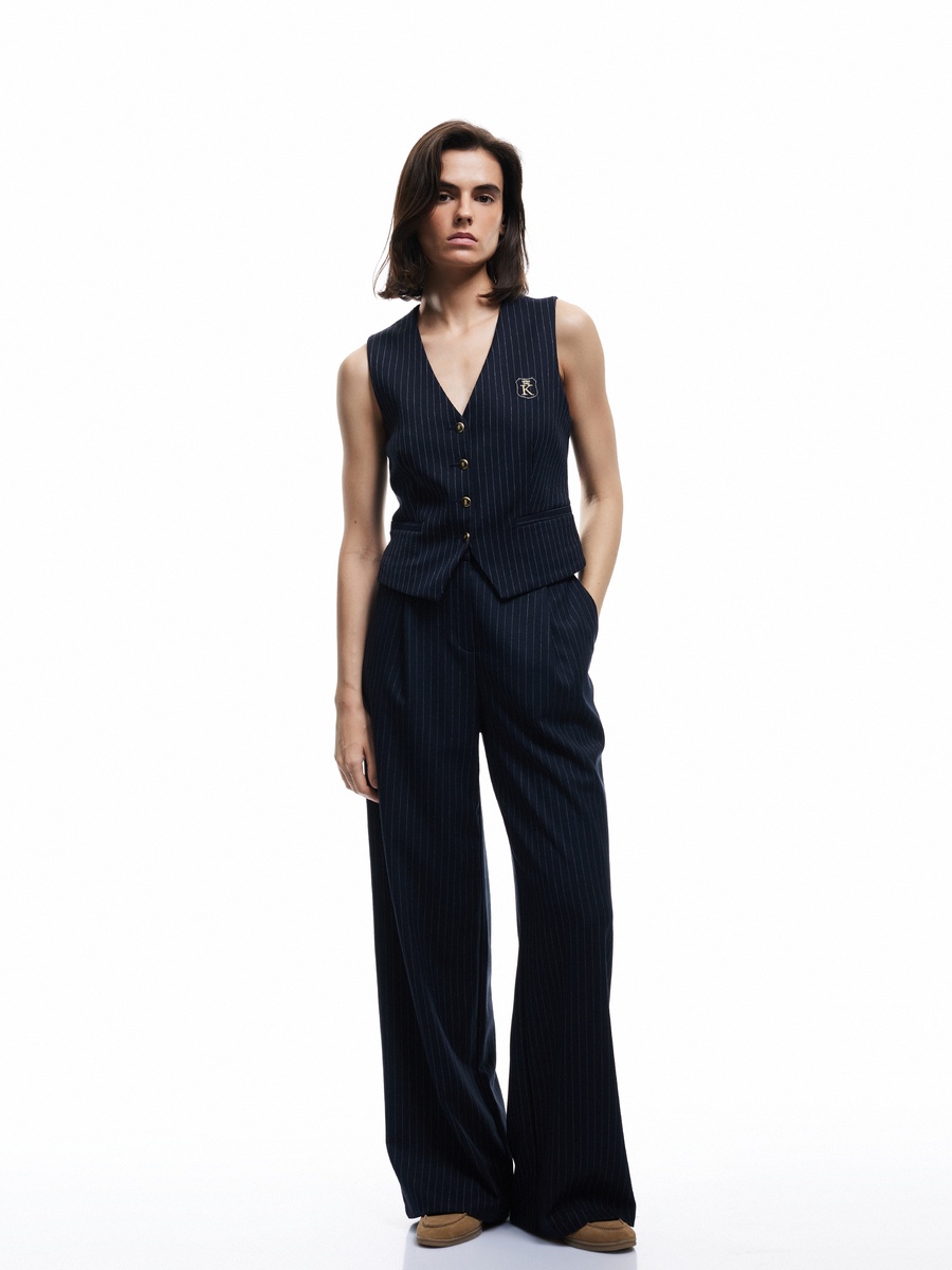 Plain Pleated Pants with Pockets
