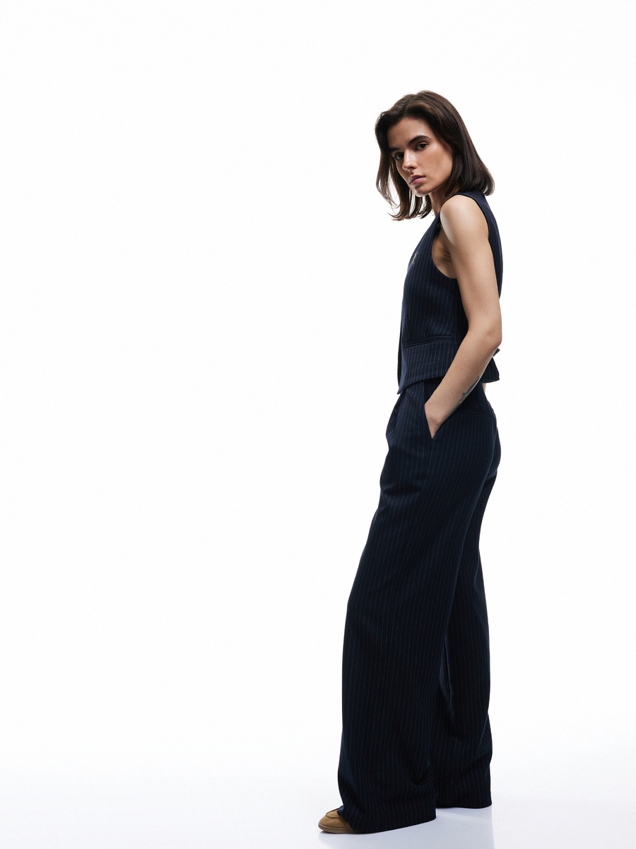 Plain Pleated Pants with Pockets