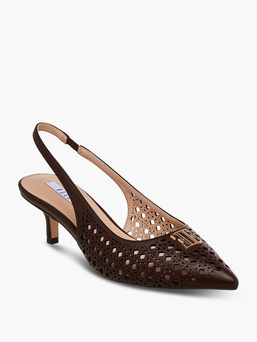 Women Cutout Accent Slingback Kitten Heel Sandals