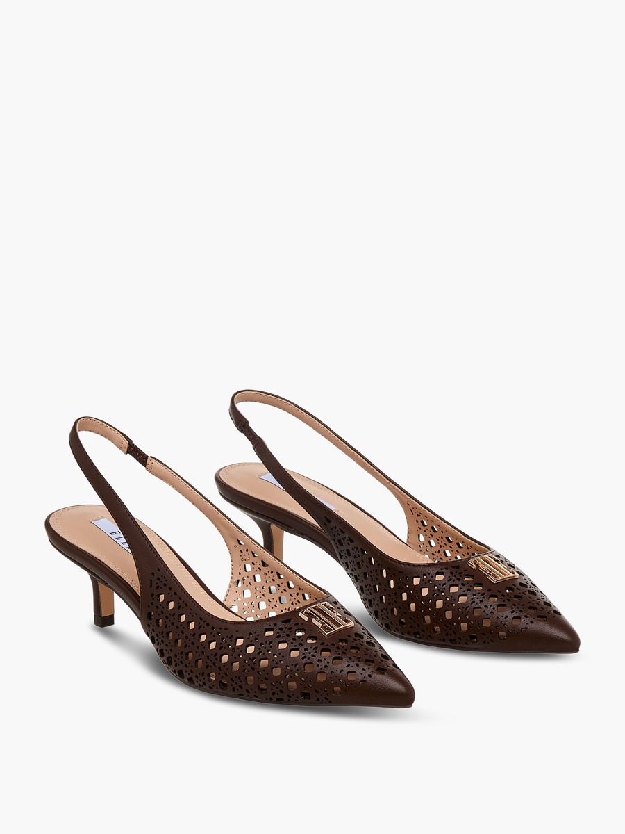 Women Cutout Accent Slingback Kitten Heel Sandals