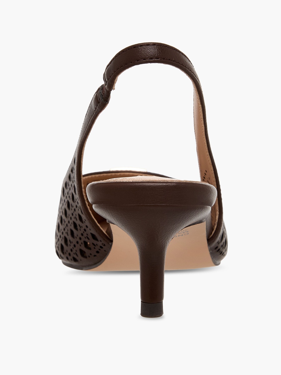 Women Cutout Accent Slingback Kitten Heel Sandals
