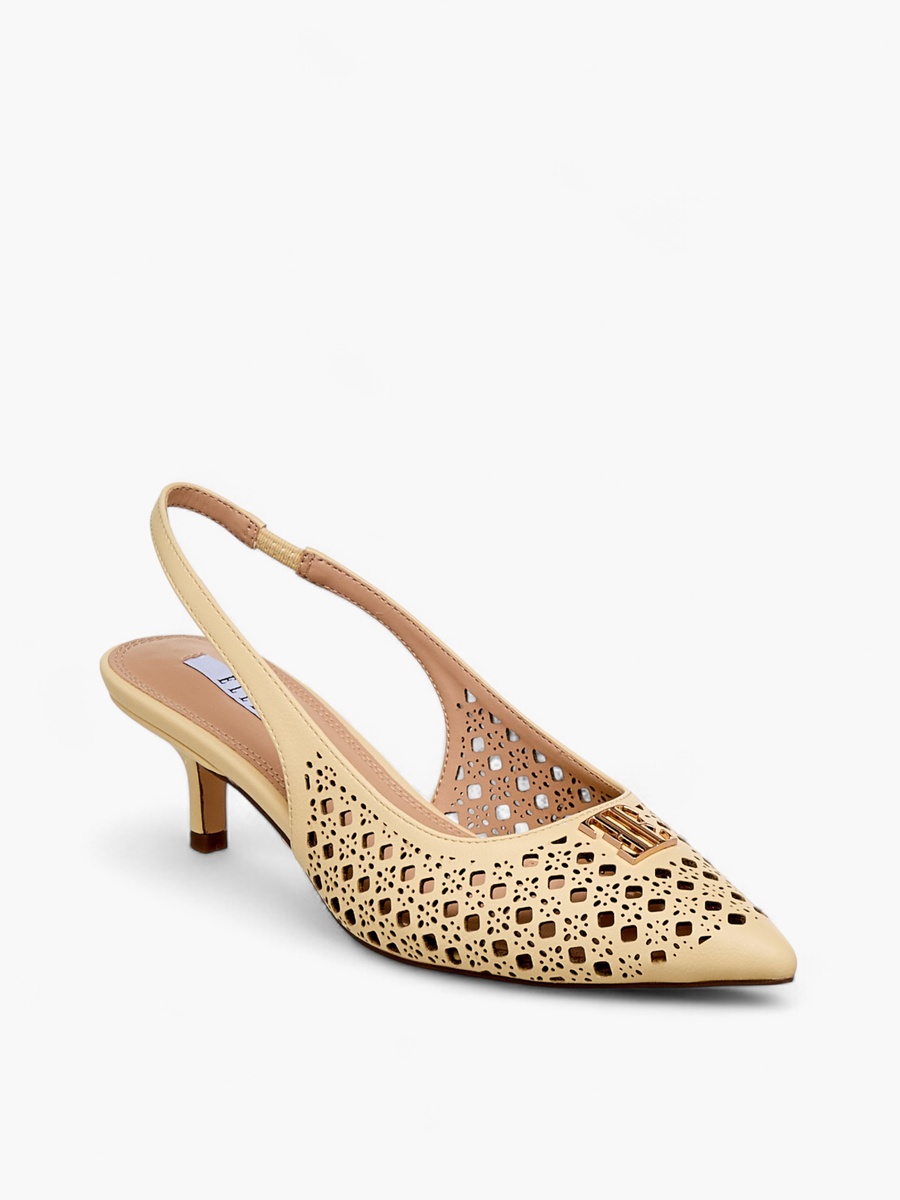 Women Cutout Accent Slingback Kitten Heel Sandals