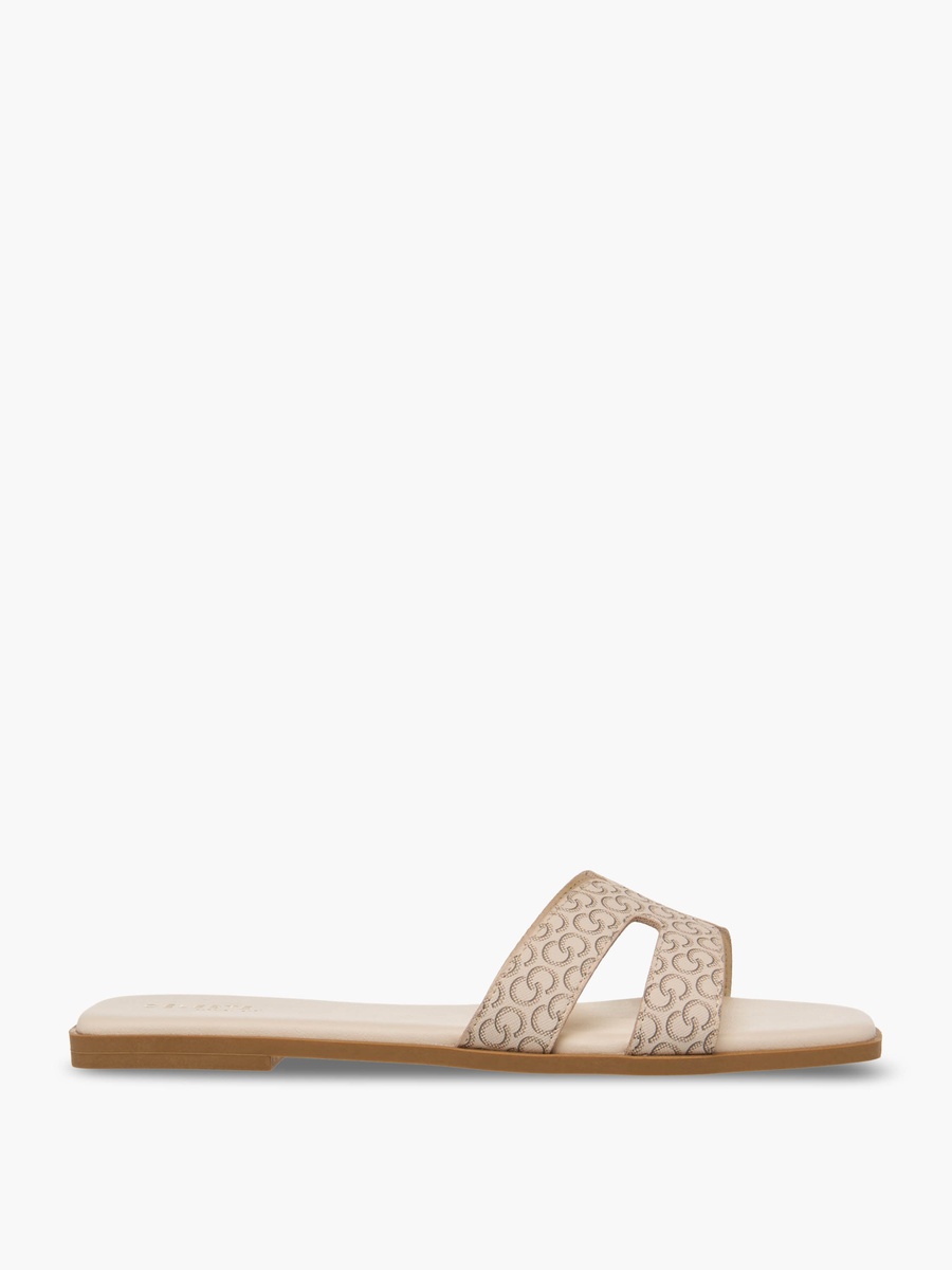 Women Monogram Print Flat Sandals