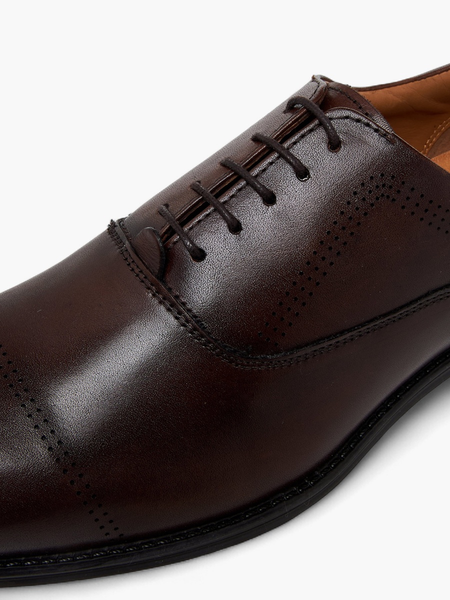 Men Lace-Up Leather Derby Shoes