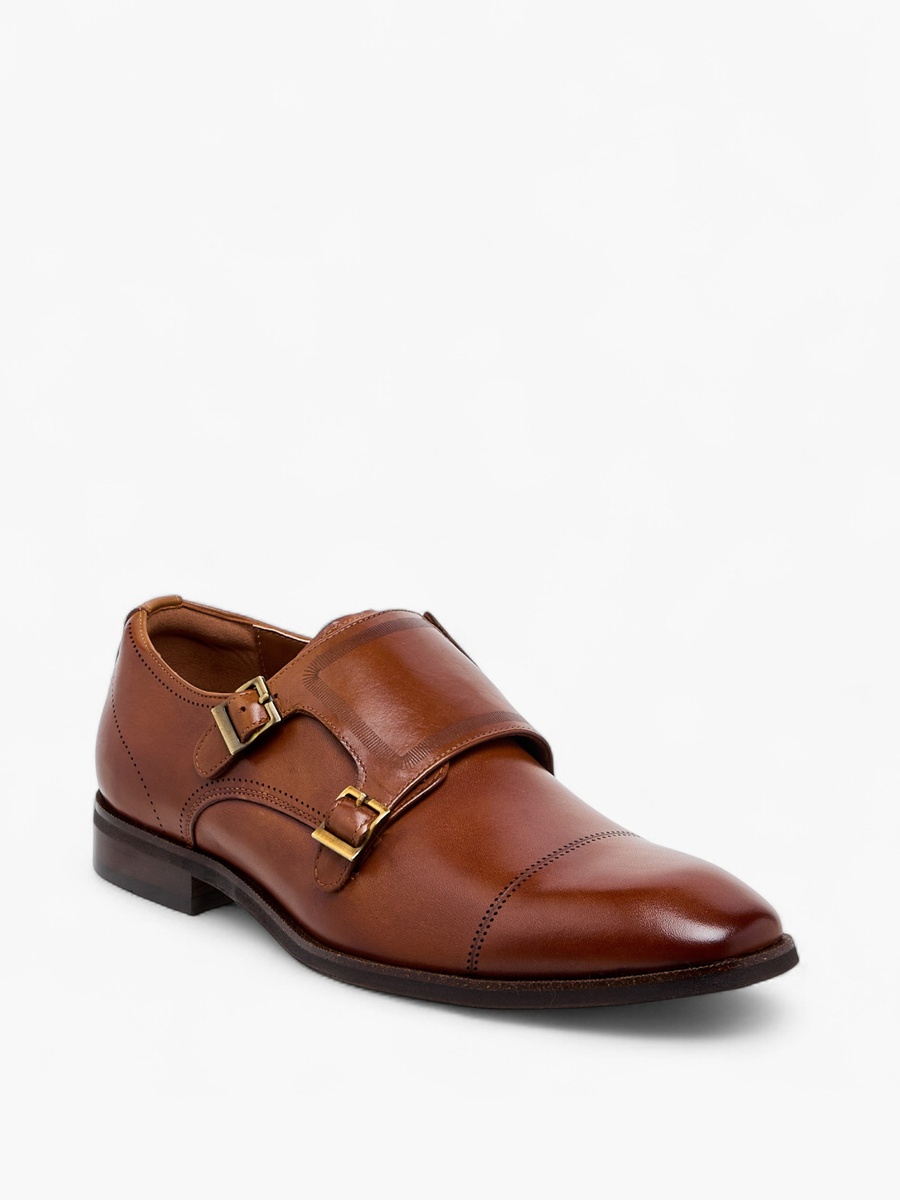 Men Slip-On Leather Monk Shoes