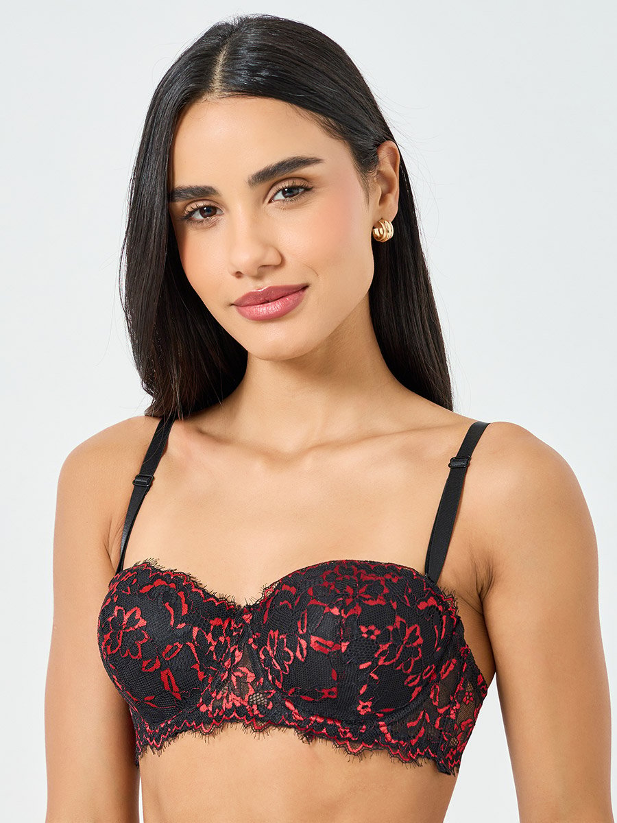 Black All Over Lace Padded Wired Multiway Bra