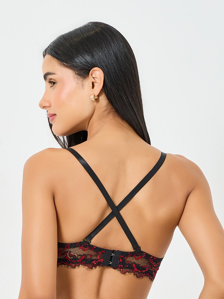 Black All Over Lace Padded Wired Multiway Bra