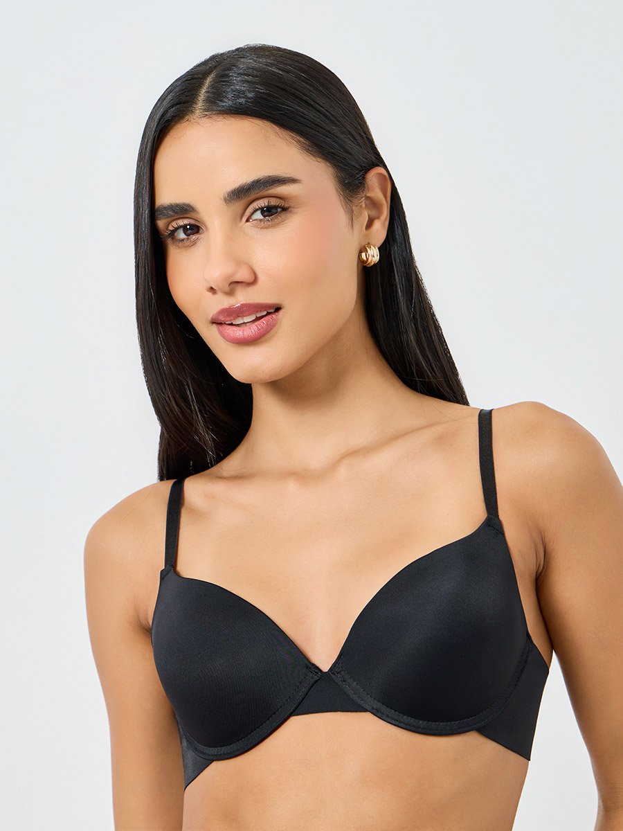 Black Solid Padded Wired Bra