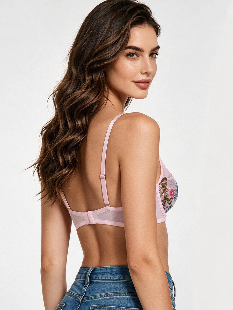 Floral Embroidered Non-Padded Wired Bra