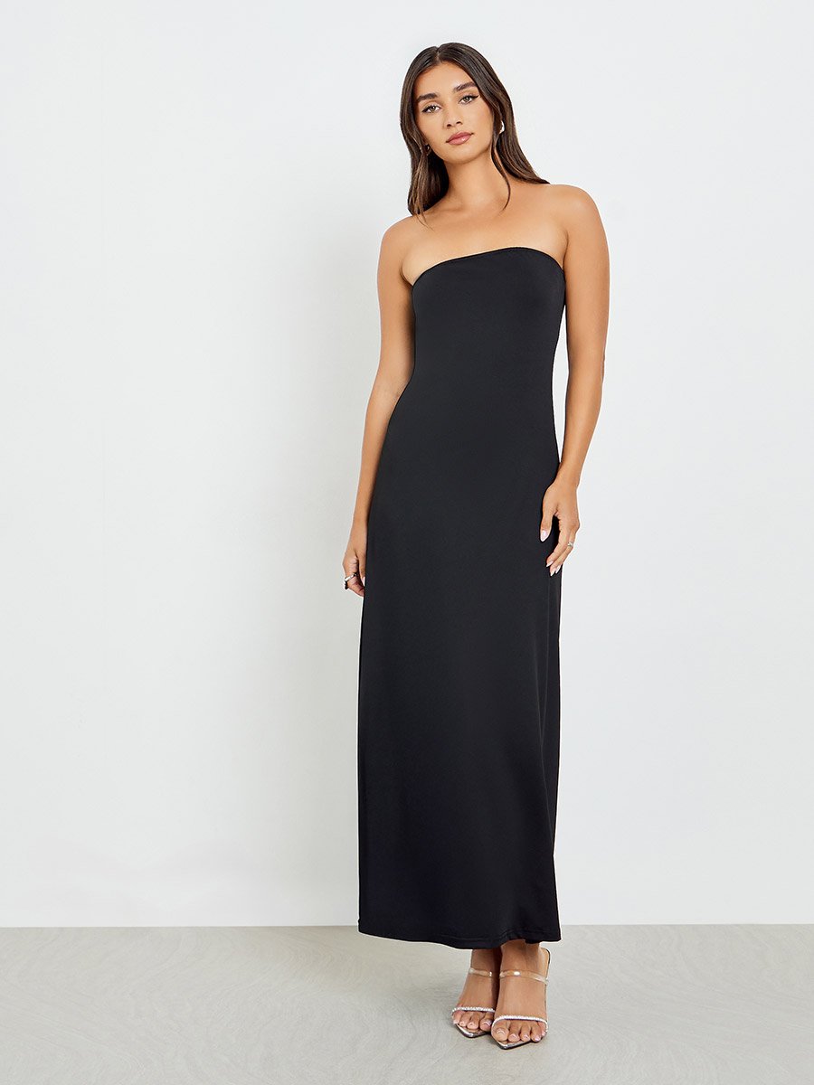 knee length dresses for ladies BEIGE OFF-SHOULDER OPEN BACK SILK MAXI DRESS | CULT MIA