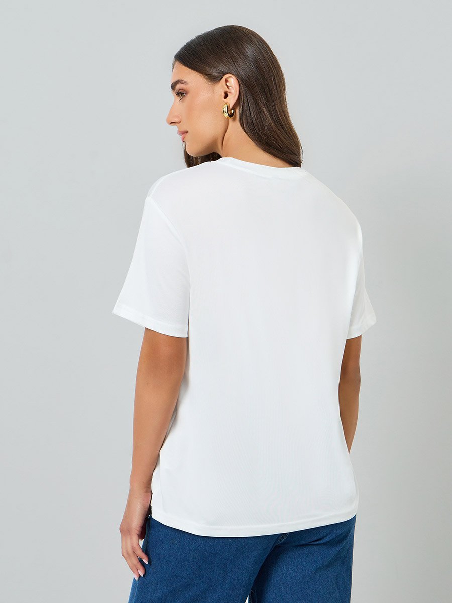 Women White Slogan Oversized T-Shirt