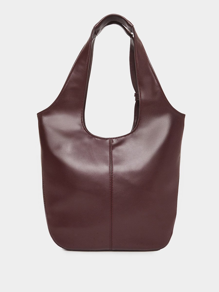Brown Hobo Shoulder Bag with Charm