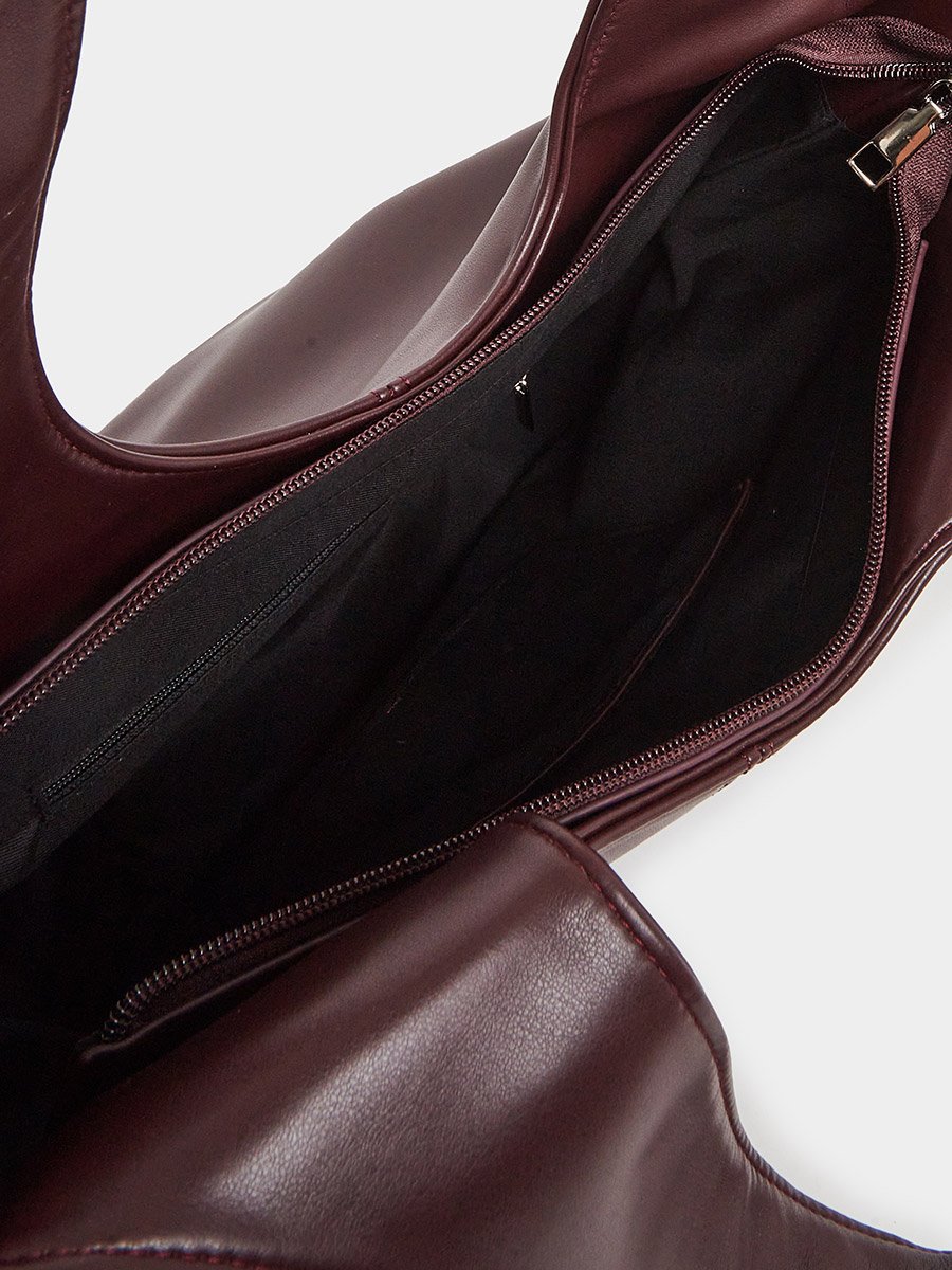 Brown Hobo Shoulder Bag with Charm