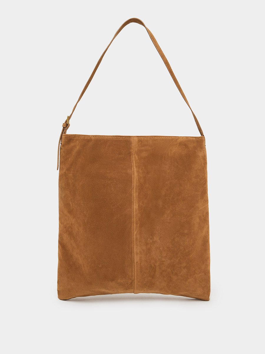 Brown Embroidered Suede Hobo Bag