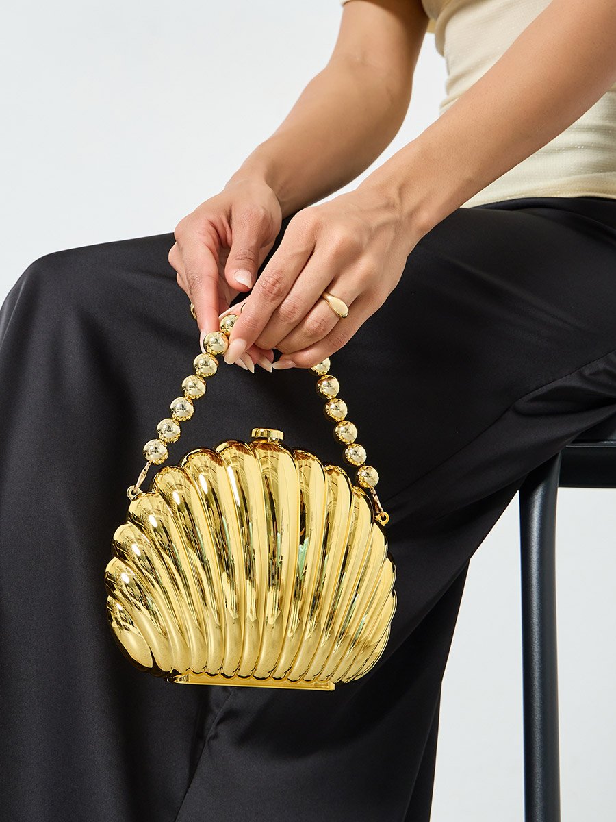 Golden Seashell Clutch Bag