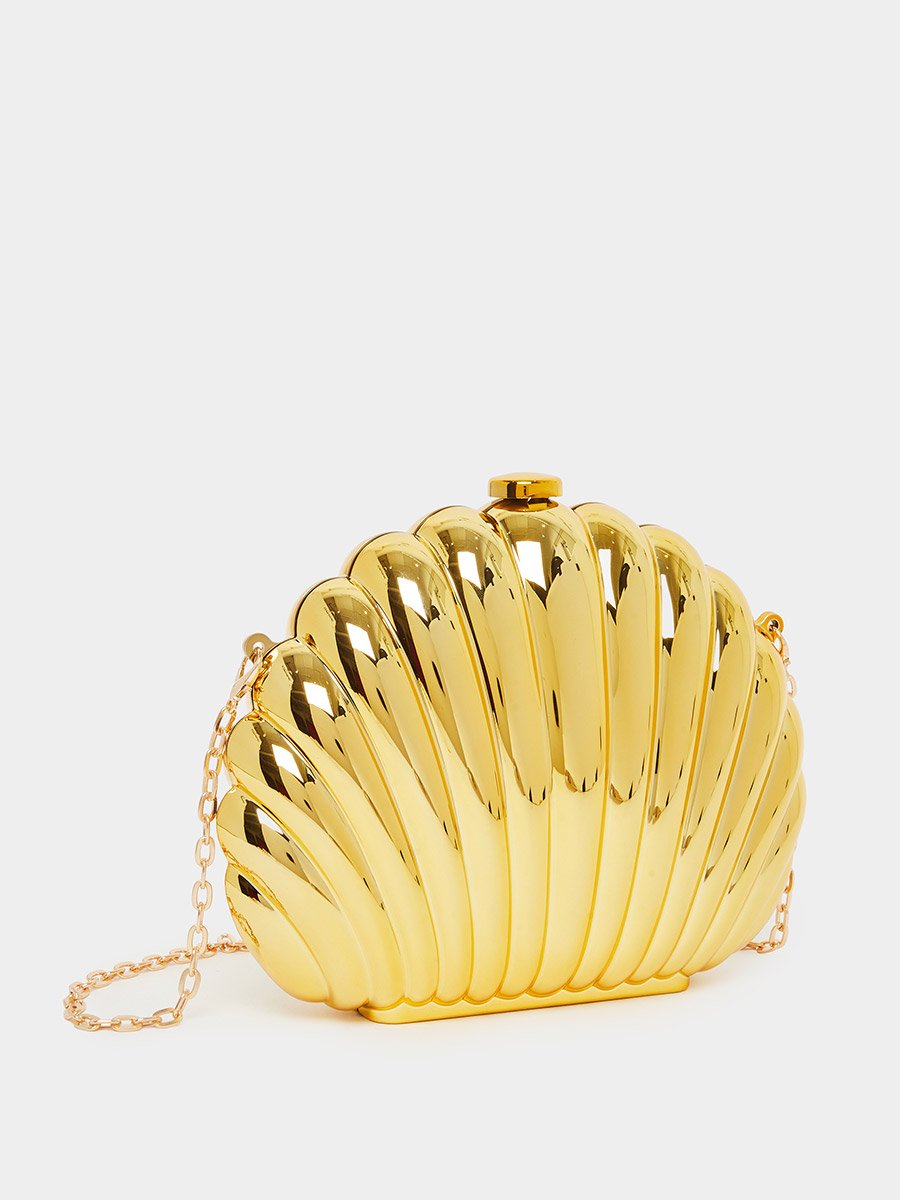 Golden Seashell Clutch Bag