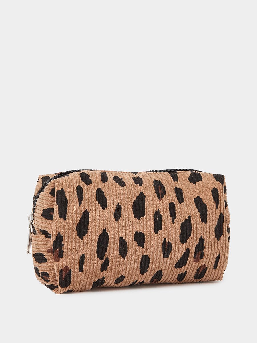 Leopard Print Corduroy Wash Bag