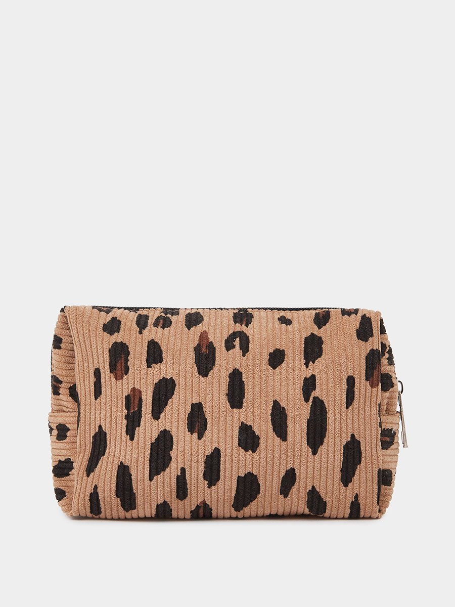 Leopard Print Corduroy Wash Bag